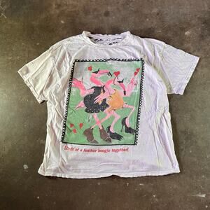 Perfectly Distressed 90s vintage single stitch dancing flamingos novelty T-shirt